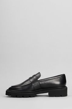 Loafers in black leather, almond toe, stitching detail, rubber outsole, heel 4. 5cm, 100% leather, Made in Italy Black Calf Leather Platform Loafers With Rubber Sole, Black Calf Leather Loafers With Stitched Sole, Black Calf Leather Platform Loafers With Leather Sole, Office Leather Shoes With Stitched Sole, Black Calf Leather Platform Loafers With Lug Sole, Calf Leather Platform Loafers With Brogue Detailing For Work, Calf Leather Slip-ons With Stitched Sole For Work, Black Platform Loafers With Stitched Sole For Formal Occasions, Classic Leather Slip-ons With Lug Sole