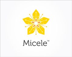 the logo for micele is shown in yellow and gray colors on a white background