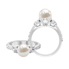 Product Details Unique Ring is embellished with 8.00 MM Round Shape Freshwater Pearl is set as a Solitaire in a Prong Setting and Brilliant Round Cut Moissanites are set on both sides and more small Moissanites are set as a Side Stone. This Unique Three Stone Ring is composed of Solid Gold. Product Information SKU SHP-RINGS122046986 Width 8 mm Height 8 mm Weight 3.12 gm (Approximate) FRESHWATER PEARL INFORMATION No.of Stones 1 Pieces Total Weight 7.48 Carat (Approximate) Dimension(approx) Round- Side Stone Ring, Three Stone Ring, Signature Jewelry, 18k Yellow Gold Ring, Unique Ring, Timeless Jewelry, Ring Sizer, Three Stone Rings, Conflict Free Diamonds