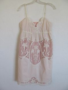 Betsey Johnson Sleeveless Short Dress Ivory & Pink-Applique Floral Tulle Sz 6 | eBay Feminine Summer Dresses With Lace Bodice, Summer Sheer Lace Dresses, Sheer Lace Summer Dress, Sheer Lace Dress For Summer, Summer Feminine Sheer Dress, Sheer Spring Dresses With Spaghetti Straps, Sheer Spaghetti Strap Dress For Spring, Spring Dresses With Lace Bodice, Feminine Sheer Sleeveless Dresses