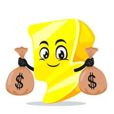 a cartoon banana holding two bags of money