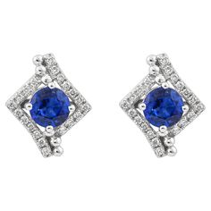 This collection features a dainty selection of jewelry with blue sapphires and diamonds. These Blue Sapphires are sourced from Madagascar and project a bold blue hue. Accented with diamonds, these minimal pieces can be the perfect accessory to your everyday outfit. Blue Sapphire: 1.129 carat round shape, 5mm size, 2 pieces. Diamonds: 0.163 carat, G colour, VS clarity. Gold: 2.411g, 18K white gold. E120 Gia Certified Sapphire Diamond Earrings For Formal Occasions, Elegant Blue Gia Certified Diamond Earrings, Gia Certified Sapphire Earrings For Formal Occasions, Formal Gia Certified Sapphire Diamond Earrings, Blue Sapphire Earrings In Fine Jewelry Style, Fine Jewelry Blue Sapphire Earrings, Fine Jewelry Blue Sapphire Earrings Lab-created, Classic Blue Platinum Earrings, Elegant Blue Platinum Earrings