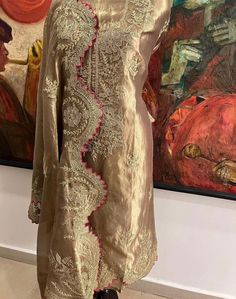 Item Overview ATHARVA Hand Woven Pure Tissue Silk Salwar Kameez/Aari Dori Embroidery/Gold Tissue/Heirloom Worthy/Custom Stitch Unstitch/Wedding/Plazzo/Gift/ Designer Wear Dno. SK2007 Fabric:  * Shirt: Pure Tissue Silk - Hand Embroidery/ 2.5 Mts Beautiful Aari Dori Work * Dupatta: Pure Tissue Silk - Hand Embroidery/ 2.5 Mts Beautiful Aari Dori Work/Elegant/Tassels/ * Bottom: Pure Tissue Silk 2.5 Mts. Excusive Hand Embroidered Party Wear Punjabi Suit. Customization: * Fabrics Customization: Designs Can be made in different Fabrics. *Color Customization: Designs Can be made in different Colors *Stitching Customization: 1. Salwar Kameez  2. Patiala Salwar Kameez  3. Churridar  4. Tunic Pants  5. Anarkali (Extra Charge) 6. Maxie (Extra Charge) 7. Plazzo Pants 8. Embroidered Pants or Salwars 9. Luxury Katan Silk Salwar Kameez With Dori Work, Patiala Salwar Kameez, Dori Embroidery, Dori Work, Blouse Designs Catalogue, Patiala Salwar, Embroidered Pants, Punjabi Suit, Silk Suit