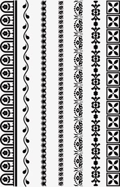 some black and white designs on a white background, each with different lines in the middle