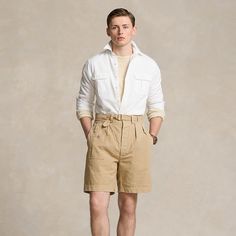 Inspired by vintage aviator pants these shorts feature a relaxed fit a longer rise and a slightly shorter inseam. While they are updated with lightweight yet structured cotton canvas they are developed with details—like a buckled belt—that nod to its original surplus roots. Ralph Lauren Home, Short En Jean, Wimbledon, Ralph Lauren Men, Summer Sale, Girls Shopping, Jeans Shorts, Jeans Denim, Short Outfits