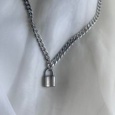 Men’s Silver Lock Chain Necklace Length Is Brand New Never Used Fast Next Day Shipping Great Quality Tags #Men #Necklace #Silver #Jewelry #Statement Silver Stainless Steel Silver Chains Men, Men Necklace Silver, Necklaces For Guys, Lock Chain Necklace, Chains Men, Jewelry For Guys, Boy Necklace, Mens Aesthetic, Boys Necklace