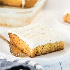 a piece of cake on a plate with a fork