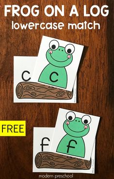 frog on a log lowercase match with free printables