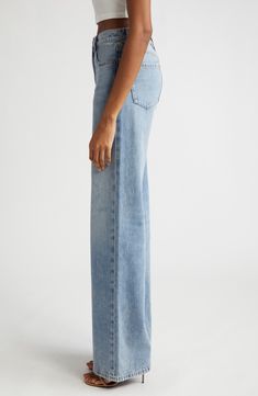 Fashioned from nonstretch denim, these full-length jeans create a vintage-chic aesthetic with a faded wash, artful whiskering and wide legs. 34" inseam; 24" leg opening; 12" front rise; 15" back rise (size 29) 100% cotton Machine wash, line dry Imported High Waist Wide Leg Jeans, Chic Aesthetic, Faded Jeans, Wide Legs, Fashion Help, Vintage Chic, Alice Olivia, Holiday Outfits, Wide Leg Jeans