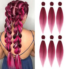 Category:Extension; Gender:Women's; Quantity:6 Pack; Occasion:Birthday,Vacation,Party / Evening,Daily Wear,Party Evening; Age Group:Adults; Hair Extension Type:Pre Looped; Hair Material:Synthetic Hair; Texture:Yaki; Length:26 inch; Net Weight:0.48; Heat Resistant:Yes; Listing Date:11/12/2021; Can Be Permed:No; Unit Weight:80 Red Braiding Hair, 26 Inch Hair Extensions, Pre Stretched Braiding Hair, Crochet Braid Hair, Soccer Hair, Twist Box Braids, Jumbo Braiding Hair, Ombre Braid, Blond Ombre