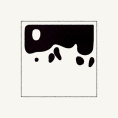 an abstract black and white painting with dots on the bottom half of it, against a white background