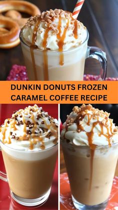 three different shots of dunkin'donuts frozen caramel coffee recipe