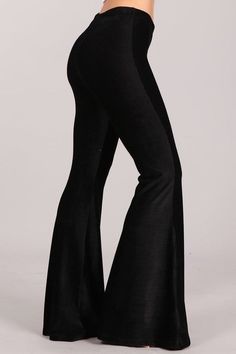 Black Velvet Bell Bottoms Corsuraoy Flare Pants, Luxury Black High-low Hem Bottoms, Black Flare Pants Nordstrom, Bell Bottom Pants With Elastic Waist, Target Bell Bottoms, Cheap Flare Pants For Party, Playful Black Cheap Bottoms, Luxury Fitted Flares With Flared Hem, Footless Bottoms For Fall