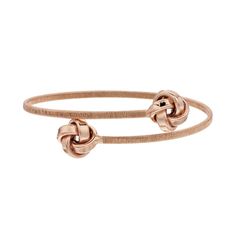 Featuring textured details, and love knots on each end, this sterling silver bangle bracelet accentuates your look perfectly.BRACELET DETAILS Length: adjusts to 8 in. Metal: sterling silver  Size: One Size. Color: Pink. Gender: female. Age Group: adult. Elegant Rose Gold Bracelet With Sliding Knot, Gymnastics Jewelry, Copper Wire Crafts, Love Knots, Knot Bangle, Cheap Silver Rings, Silver Wood, Silver Bangle Bracelet, Fashion For Summer