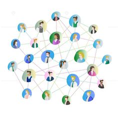 a group of people connected to each other with social connections on the top of them