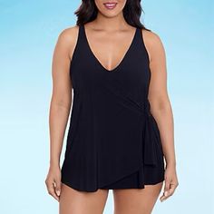 Trimshaper Women’s Size 8 Swim Dress Nwt. Elegant Sleeveless Swim Dress For Party, Elegant Fitted Sleeveless Swim Dress, Elegant Fitted Black Swim Dress, Elegant Black Swim Dress For Party, Chic Black Swim Dress, Elegant Swim Dress, Elegant Stretch Black Swim Dress, Elegant Black Stretch Swim Dress, Elegant Black Swim Dress For Beach