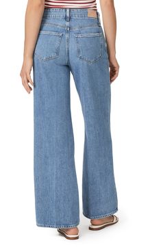 Weekend-ready wide-leg jeans get casual-chic style from a tie at the high waist and medium-wash PAIGE Vintage denim with a soft, broken-in feel. 31" inseam; 24" leg opening; 11" front rise; 15" back rise (size 29) Zip fly with button and drawstring closure Five-pocket style 60% cotton, 40% lyocell Machine wash, tumble dry Imported Casual Chic Style, Designer Clothes For Men, Modern Outfits, Women's Summer Fashion, Athletic Women, Vintage Denim, Wide Leg Jeans, Summer Women, Wardrobe Essentials