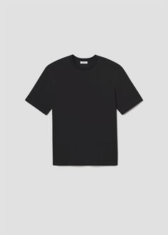 ASHA TEE IN BLACK FLAT Modern Black T-shirt For Everyday, Modern Black Everyday T-shirt, Black Essential Everyday T-shirt, Essential Black T-shirt For Everyday, Fitted Black Jersey Top, Black Crew Neck Jersey Top, Black Jersey Crew Neck Top, Black Crew Neck Top With Minimal Stretch, Black Short Sleeve Essential Top