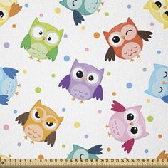 an image of colorful owls on white background