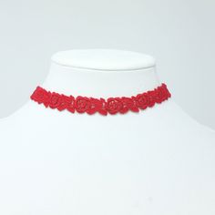 Inject individuality into your look with this hot red floral necklace. Play up your casual and partywear with a pop of fashion-forward choker marked by exquisite finishing touches. Tastefully artistic, it gives your personality a character, a personal note. Embrace the allure of spellbinding red that can be worn alone or layered up with your go-to personalized pieces. It is equal parts delicate and bold, specially designed for those interested in revving up their everyday look! Comfortable, soft Trendy Red Choker As Gift, Trendy Red Choker Necklace, Adjustable Choker For Valentine's Day Festival, Adjustable Valentine's Day Choker, Adjustable Valentine's Day Festival Choker, Trendy Red Festival Necklaces, Trendy Red Party Choker, Trendy Red Festival Jewelry, Trendy Red Necklace For Festivals