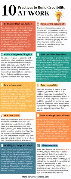 the 10 practices to build creativity at work info sheet with images and text on it