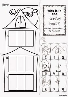 the worksheet for who is in the house? with numbers and pictures on it