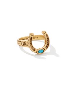 Buy Noble Vintage Gold Horseshoe Cocktail Ring in Variegated Dark Teal Magnesite at KendraScott. Vintage Gold Bracelet, Crystal Statement Earrings, Ranch Life, Jewelry Lookbook, Initial Jewelry, Western Jewelry, Girly Jewelry, Dark Teal, Dream Jewelry