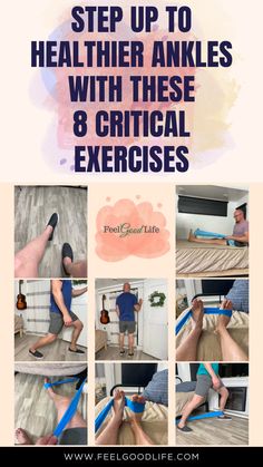 step by step instructions on how to use an exercise band for walking and stretching your ankles