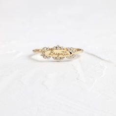 Filigree Signet Ring with Diamonds - Custom Handwriting Engraving by Melanie Casey Small Reminders, Minimal Rings, Layering Diamond Necklaces, Melanie Casey, Diamond Signet Ring, Silver Diamond Ring, Name Rings, Twisted Band, Band Jewelry