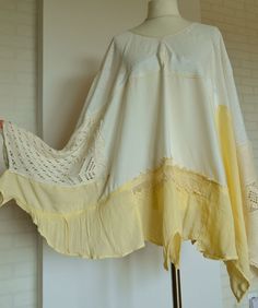 Oversized Shawl Poncho For Spring, Cream Poncho One Size For Spring, White Bohemian Poncho For Spring, Handmade Oversized Bohemian Poncho, Oversized Cotton Bohemian Poncho, Bohemian Handmade Oversized Poncho, Oversized Lagenlook Poncho For Spring, Handmade Bohemian Oversized Poncho, Bohemian One Size Cream Poncho