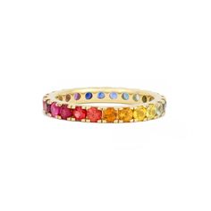 The Jumbo 14K Gemstone Eternity Band - Stevie Wren Rose Gold Eternity Ring, Diamond Charm Necklace, Bespoke Jewellery Design, Rainbow Ombre, Eternity Ring Gold, Red Sapphire, Rainbow Gemstones, White Gold Sapphire, Orange Sapphire