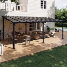 a house with a deck and patio furniture