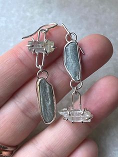 Beach Stone and Raw Aquamarine Earrings – Stefanie Sheehan Rough Stone Jewelry, Rough Gemstone Jewelry, Rock Earrings, Beach Stones Jewelry, Pyrite Pendant, Raw Stone Earring, Raw Stone Jewelry, Pendant Ideas, Raw Aquamarine