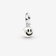 Lift your favourite emojis off the keyboard and onto your jewellery with this Happy Mini Dangle Charm. The iconic pop culture smiley face has been reimagined as a treated freshwater cultured pearl, decorated with enamel to create a shining symbol of happiness. NOTE: the relevant treatments for treated freshwater cultured pearls are bleaching or dyeing and lustre enhancement. Discover how to mix and re-mix your Pandora ME look here. - Pandora Happy Mini Dangle Charm - Enamel / Sterling silver / T Pandora Me, Symbol Of Happiness, Mini Charm, Freshwater Cultured Pearls, Dangle Charms, Look Here, Silver Material, Smiley Face, White Metal