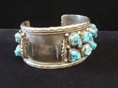 ad eBay - Find many great new & used options and get the best deals for Vintage Navajo Turquoise & Sterling Silver Watchband Cuff Bracelet Signed at the best online prices at eBay! Free shipping for many products! Navajo Turquoise, Vintage Navajo