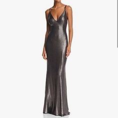 Aidan Mattox Gunmetal Mermaid Evening Gown - New Women | Color: Grey | Size: 2 New Originally $245 Aidan By Aidan Mattox Women's Long Sleeveless V-Neck Maxi Dress Condition - New With Tags Suggested Retail Price - $245 Brand - Aidan By Aidan Mattox Size Type - Regular Dress Length - Long Sleeve Length - Sleeveless Neckline - V-Neck Zipper Closure Modern Art Deco Wedding, Evening Dress Black, Silver Dresses, Aidan Mattox Dress, Dressy Clothes, Second Dress, Evening Dress Collection, Mermaid Evening Dress, Mermaid Evening Gown