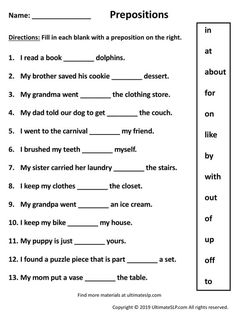 prepositions worksheet for grade 2 students