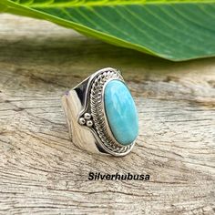 Welcome To silverhubusa.. Title:- Blue Larimar Ring 925 Sterling Silver Ring Larimar Gemstone Ring Handmade Silver Larimar Jewelry Halloween Jewelry Gift For Her PRODUCT DESCRIPTION:- Gemstone :  Natural Larimar Material : 925 Sterling Silver Ring Size: All Size Available **About Stone:-** Stone is Natural and every stone have different texture stone will be different what you have seen in picture.   **If You have Problem What to Do??** :- If you have any problem with the order or any inconvenie Oval Silver Larimar Turquoise Ring, Handmade Blue Turquoise Larimar Ring, Handmade Turquoise Larimar Rings, Handmade Turquoise Larimar Ring For Anniversary, Earth Healing, Texture Stone, Larimar Ring, Jewelry Halloween, Larimar Rings