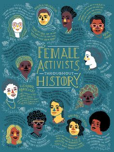 the cover of female activists through history, with many different women's faces and words