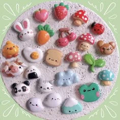 there are many small toy animals on this plate