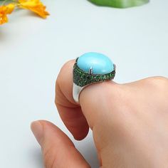 🌱Handmade 14K Turquoise ( 2.83 gram ) ring 🌱14K 585 gold and Natural Tsavorite (110 pcs) 🌱Authentic Korean jewelry 🌱Free standard shipping from Seoul, Korea with tracking 🌱Will take approximately 7-21 days to arrive, worldwide NASCHENKA is an artistic expression of Korean culture and history through traditional jewelry. We use natural and authentic stones. Each piece is thoughtfully designed by a designer and handmade by a highly skilled master artisan. Size Guide * The approximate size and Turquoise Fine Jewelry Ring, Luxury Silver Turquoise Ring With Gemstone, Fine Jewelry Turquoise Ring As Gift, Luxury Sterling Silver Turquoise Ring Gift, Luxury Round Turquoise Ring For Gift, Luxury Turquoise Ring As Gift, Luxury Turquoise Ring Gift, Fine Jewelry Turquoise Open Ring Gift, Round Turquoise Ring Perfect As A Gift