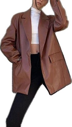 Women Leather Jacket Spring Autumn Leather Coat Casual Warm Blazer Women Yoga Sets Outfit, Women Leather Jacket, Sets Outfit, Blazer Women, Women Leather, Casual Coat, Leather Jackets Women, Blazer Dress, Blazers For Women