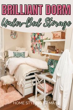 dorm room storage under bed Under Bed Ideas, Under Bed Storage Ideas, Dorm Room Organization Ideas, Storage Under Bed, Room Organization Hacks, College Dorm Room Organization