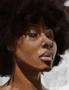 a drawing of a woman with an afro