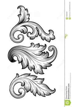 black and white scroll ornament with swirls on the side stock photo - 547