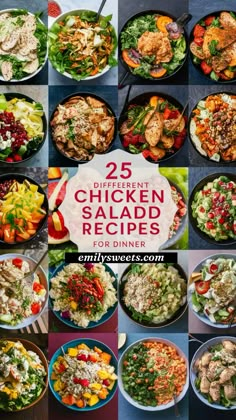 the 25 different chicken salad recipes are shown