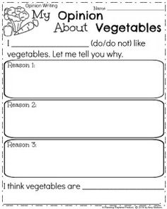 the worksheet for an opinion about vegetables and how to use it in this lesson