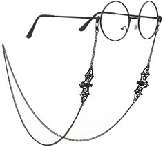 PRICES MAY VARY. 【Fashionable Glasses Chain】Black bat design, very simple and fashion, a good decation for any clothes according to your needs, comfortable enough for all day wear 【High Quality】The bat eyeglass chain made of high quality metal and silicone gel anti-slip buckle, ensure that your glasses will not easily fall down, you will never worry about losing your glasses again 【Adjustable eyeglass chain ends】Works great with any size eyeglass frames. Simply move the coiled metal coils, so it Bat Glasses, Eyeglass Chain Holders, Fashionable Glasses, Eyeglasses Chain, Eyeglass Strap, Bat Design, Sunglasses Strap, Glasses Holder, Chain For Women