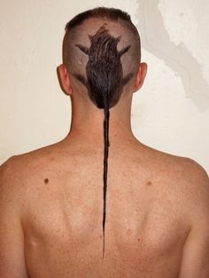 Rat Tail Haircut, Hairstyles Reference, Tail Hairstyle, Rat Tail, Haircut Designs, Curly Hair Men