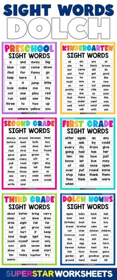 sight words dolchh poster